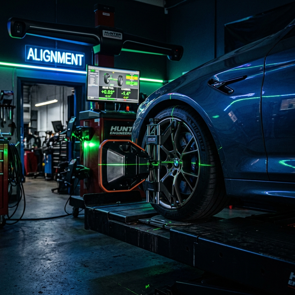Měření 3D laserové geometrie podvozku a kol v profesionálním servisu